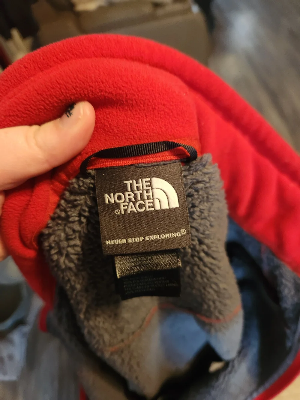 The North Face Men’s Red Fleece Jacket with Gray Chest Panel